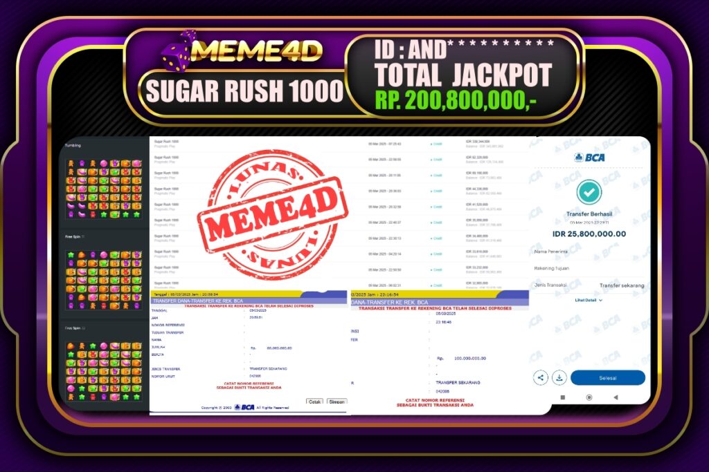 Bukti Jp MEME4D Slot Online 06 Maret 2025