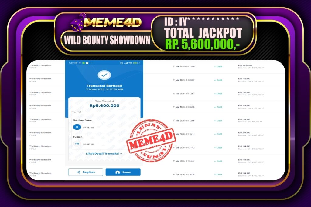 Bukti Jp MEME4D Slot Online 11 Maret 2025