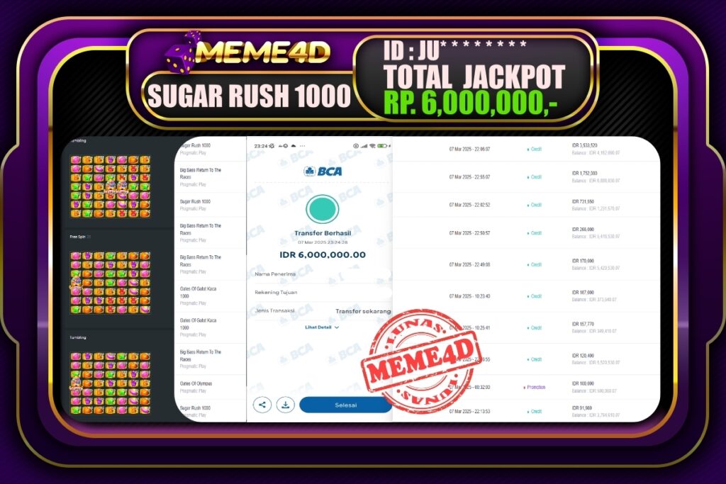 Bukti Jp MEME4D Slot Online 08 Maret 2025