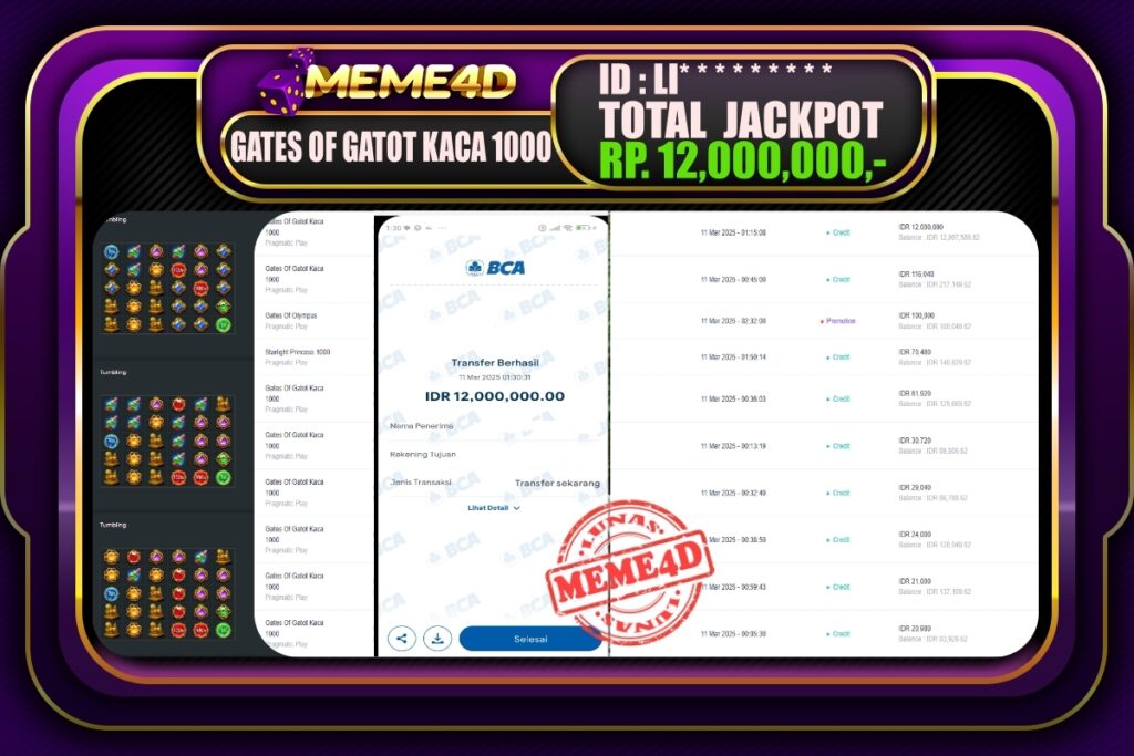 Bukti Jp MEME4D Slot Online 11 Maret 2025