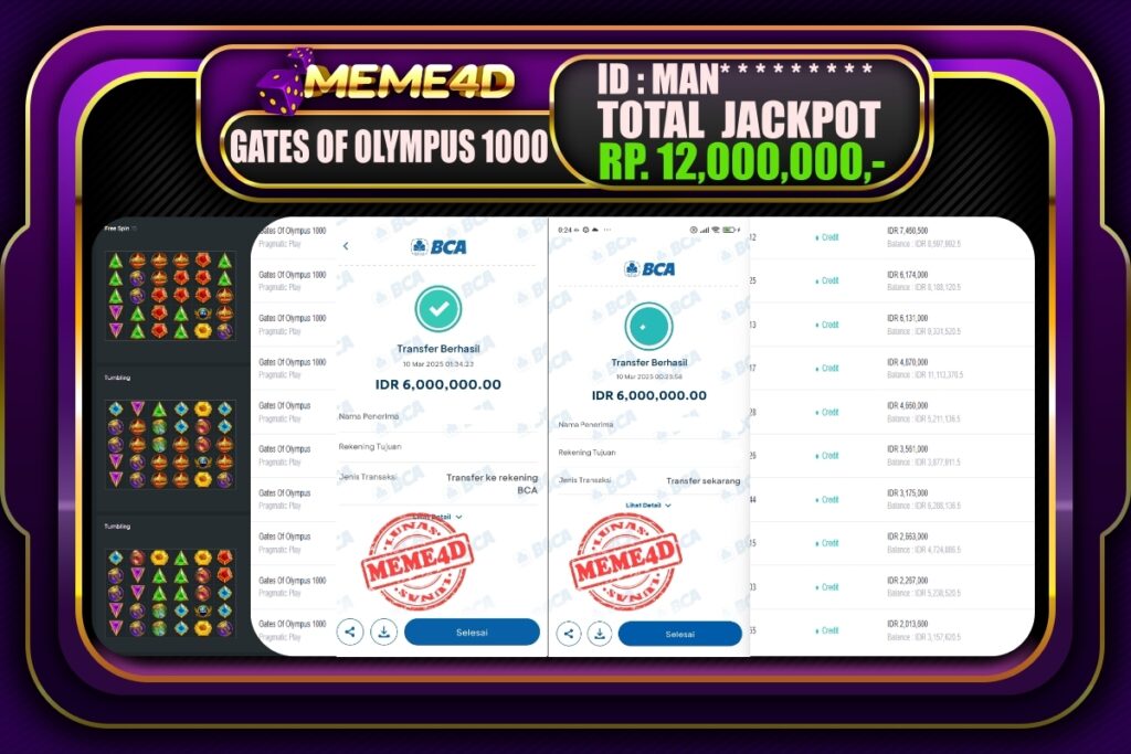 Bukti Jp MEME4D Slot Online 10 Maret 2025