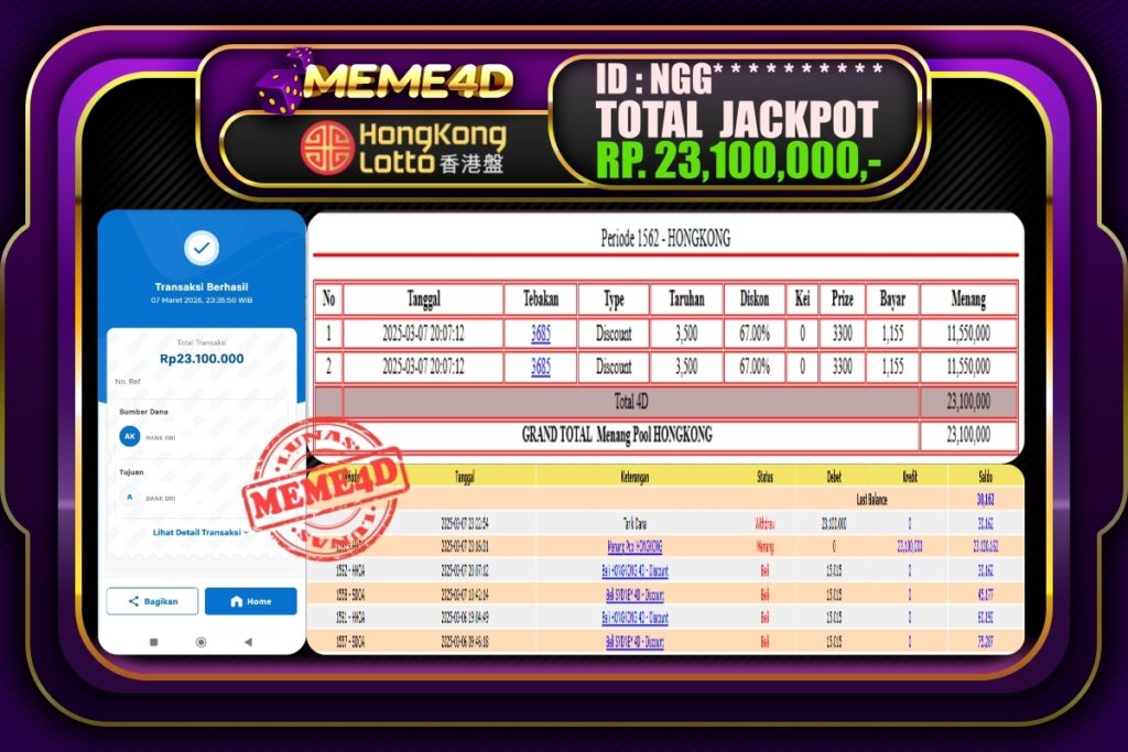 Bukti Jp MEME4D Togel Online 08 Maret 2025