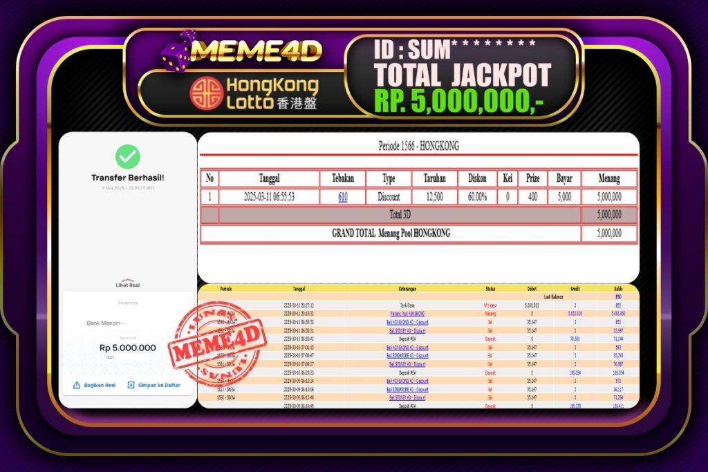 Bukti Jp MEME4D Togel Online 12 Maret 2025