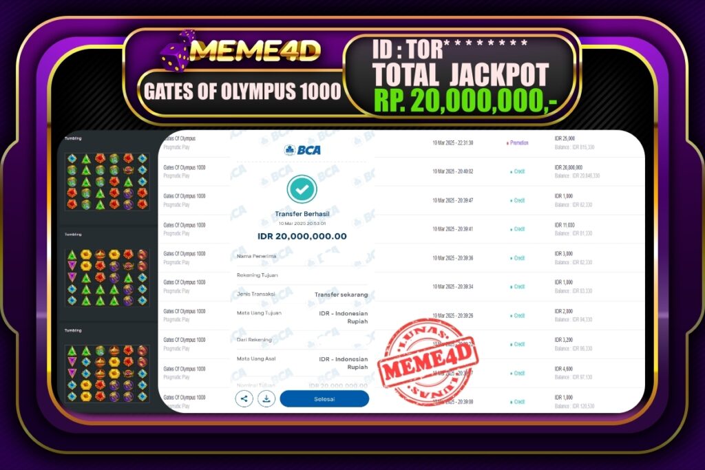 Bukti Jp MEME4D Slot Online 11 Maret 2025